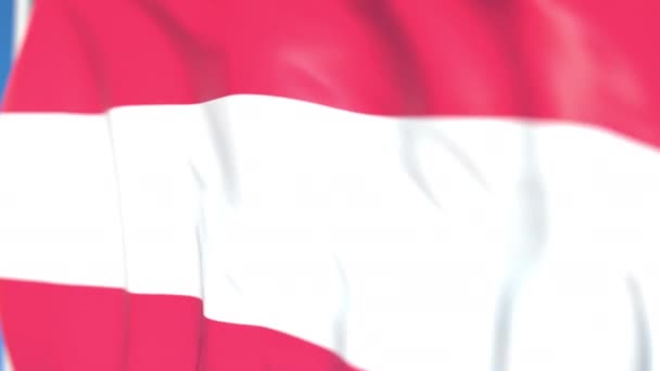 Flying national flag of Austria close-up, loopable 3D animación — Vídeo de stock