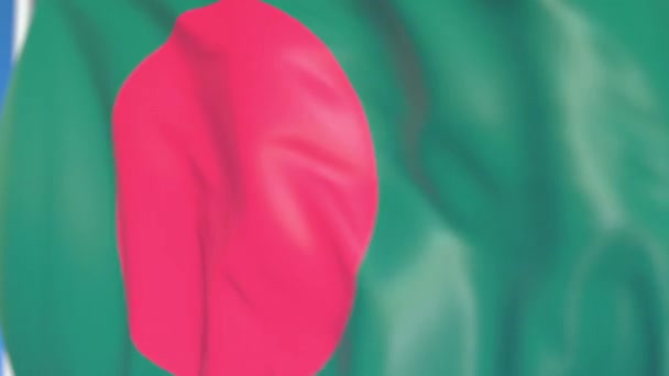 Flying national flag of Bangladesh close-up, loopable 3D animación — Vídeos de Stock