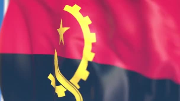 Sventolando bandiera nazionale dell'Angola primo piano, animazione 3D richiudibile — Video Stock