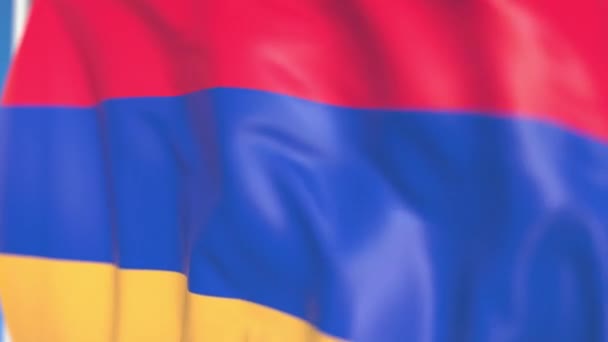 Flying national flag of Armenia close-up, loopable 3D animación — Vídeo de stock