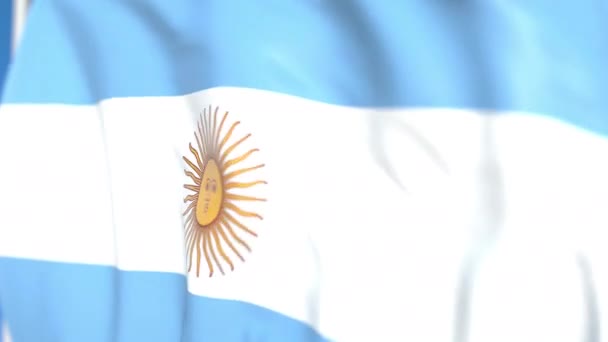 Flying national flag of Argentina close-up, loopable 3D animation — Stock Video