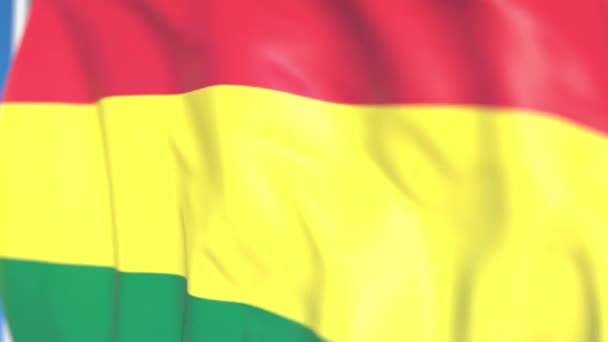 Размахивание национальным флагом Боливии крупным планом, зацикленная 3D анимация — стоковое видео