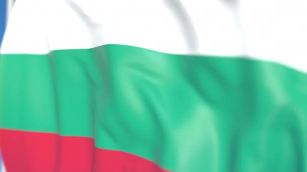Pływające flagi narodowej Bułgarii zbliżenie, zapętlenia animacji 3D — Wideo stockowe