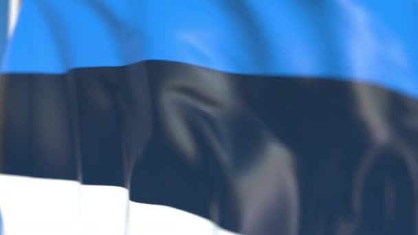 Bandiera nazionale volante dell'Estonia primo piano, animazione 3D richiudibile — Video Stock