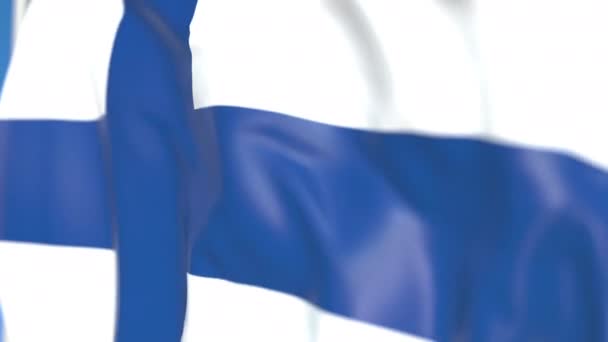 Pływające flagi narodowej Finlandii zbliżenie, zapętlenia animacji 3D — Wideo stockowe