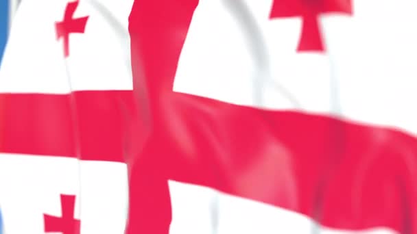 Falowanie narodowej flagi Gruzji zbliżenie, pętla animacji 3D — Wideo stockowe