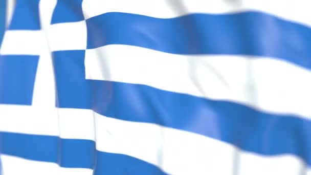 Schwenken der griechischen Nationalflagge in Großaufnahme, 3D-Animation — Stockvideo