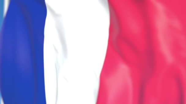 Flying national flag of France close-up, loopable 3D animación — Vídeo de stock