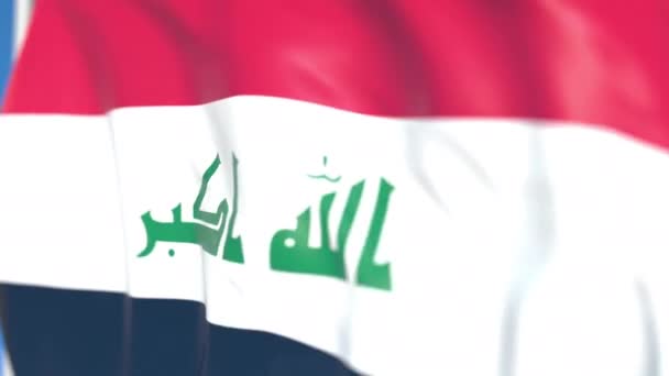 Brandissant le drapeau national de l'Irak en gros plan, animation 3D bouclable — Video