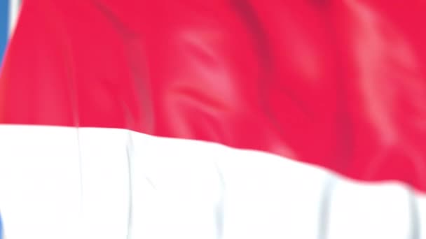 Flying national flag of Indonesia close-up, loopable 3D animación — Vídeo de stock