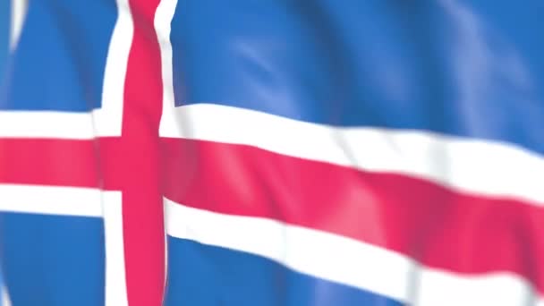 Drapeau national de l'Islande en gros plan, animation 3D en boucle — Video