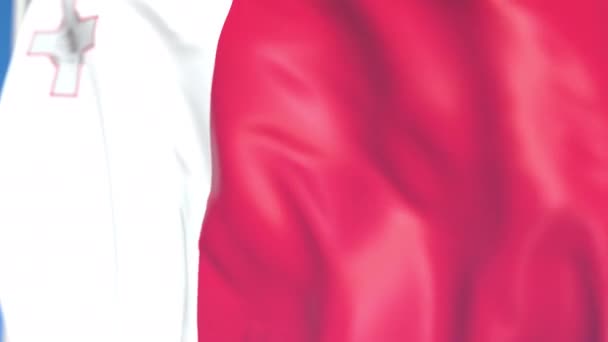 Drapeau national de Malte brandissant un gros plan, animation 3D en boucle — Video