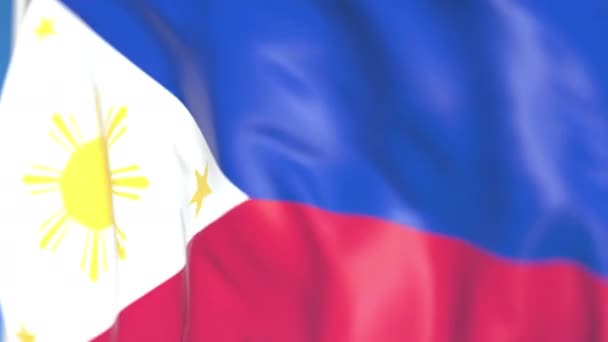 Ondeando la bandera nacional de Filipinas de cerca, animación en 3D loopable — Vídeo de stock