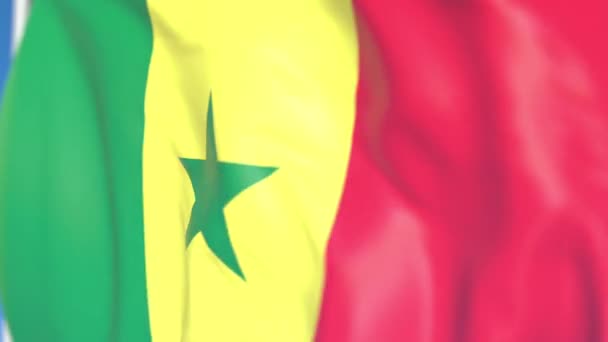 Zwaaiende nationale vlag van Senegal close-up, loop bare 3D-animatie — Stockvideo