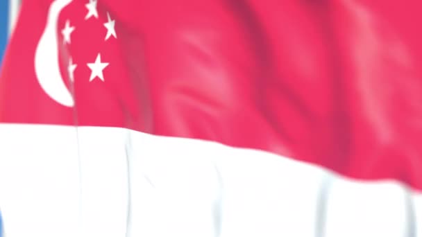 Acenando bandeira nacional de Singapura close-up, loopable animação 3D — Vídeo de Stock