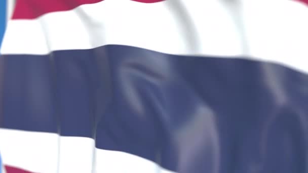挥舞泰国国旗特写，可循环的3D动画 — 图库视频影像