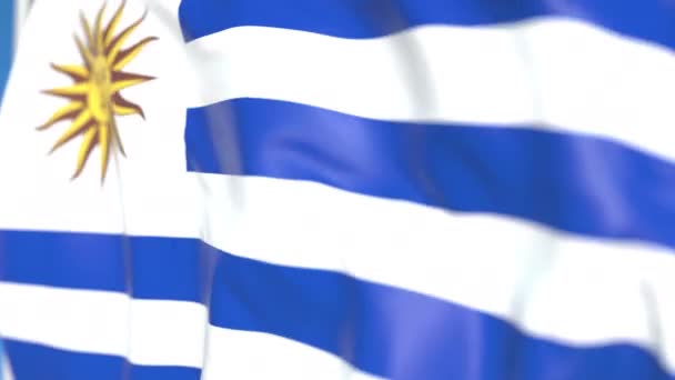 Drapeau national volant de l'Uruguay gros plan, animation 3D en boucle — Video