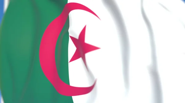 Bendera nasional terbang Aljazair close-up, render 3D — Stok Foto