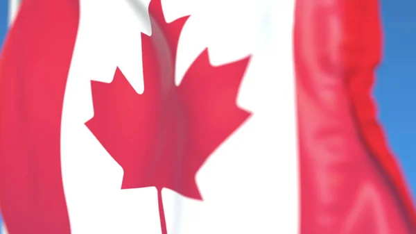 Bandera nacional voladora de Canadá primer plano, renderizado en 3D — Foto de Stock