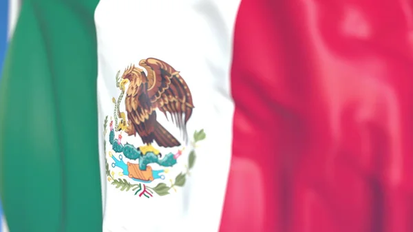 Vliegende nationale vlag van Mexico close-up, 3D rendering — Stockfoto