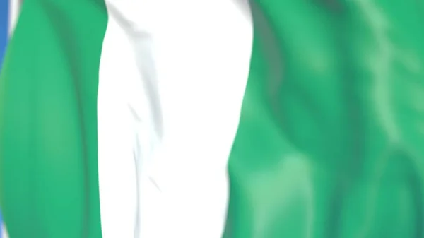 Drapeau national du Nigeria en gros plan, rendu 3D — Photo