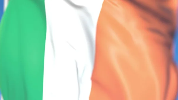 Acenando bandeira nacional da República da Irlanda close-up, 3D renderização — Fotografia de Stock