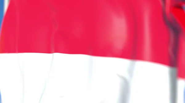 Літаючий Національний прапор Індонезії Крупний план, 3D-рендерінг — стокове фото