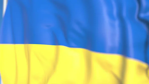 Розмахуючи національним прапором України Крупний план, 3D-рендерінг — стокове фото