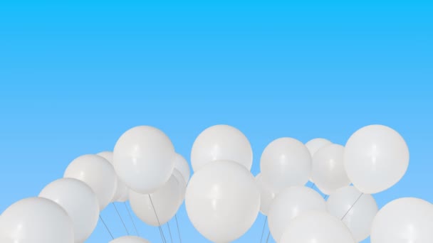 A fazer um monte de balões de hélio branco. Reunindo animação 3D conceitual — Vídeo de Stock