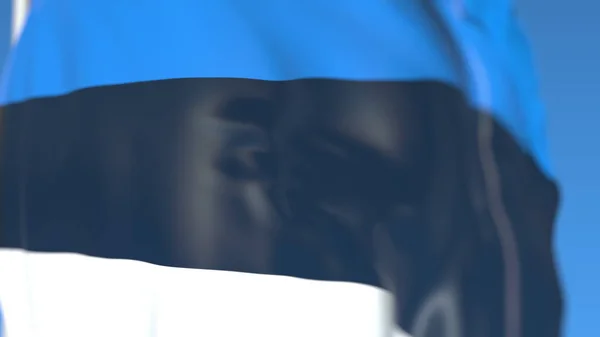 Bandera nacional voladora de Estonia primer plano, renderizado en 3D —  Fotos de Stock