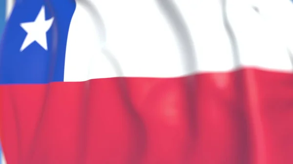 Bandera nacional enarbolada de Chile primer plano, representación en 3D —  Fotos de Stock