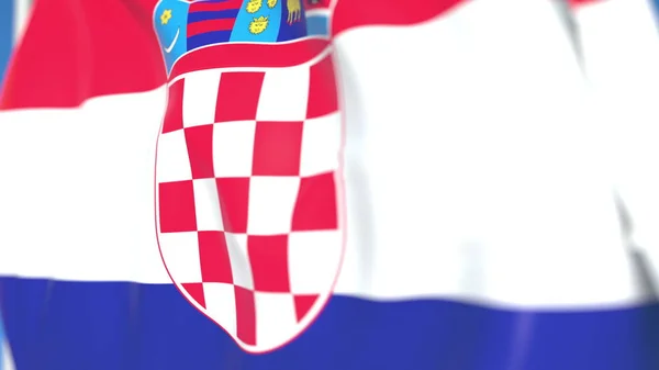 Bandera nacional voladora de Croacia primer plano, representación en 3D — Foto de Stock