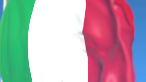 Bandera nacional voladora de Italia primer plano, representación en 3D —  Fotos de Stock