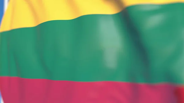 Розмахуючи Національний прапор Литви Крупний план, 3D візуалізації — стокове фото