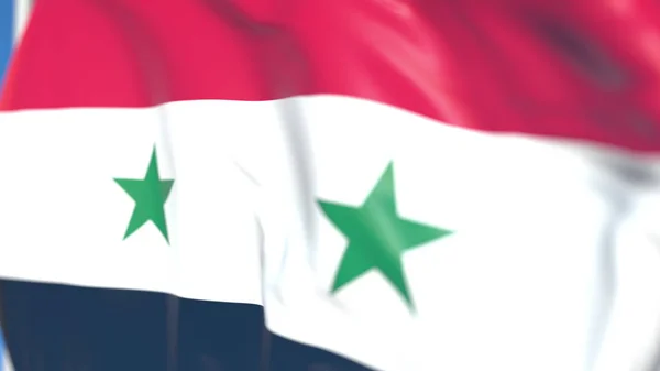 Розмахуючи національним прапором Сирії крупним планом, 3D-рендерінг — стокове фото