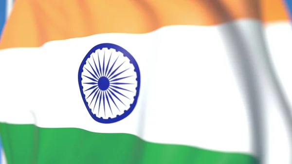 Wuivende nationale vlag van India close-up, 3D rendering — Stockfoto