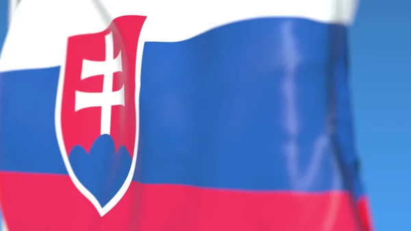 슬로바키아 클로즈업, 3D 렌더링의 비행 국기 — 스톡 사진