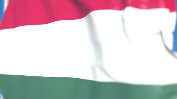 Flying national flag of Hungary close-up, 3D rendering — Stock Photo, Image