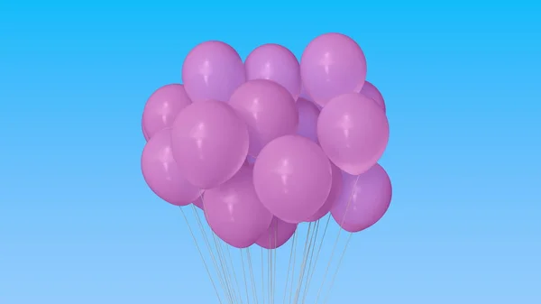 Haciendo un montón de globos de helio rosa. Renderizado 3D — Foto de Stock