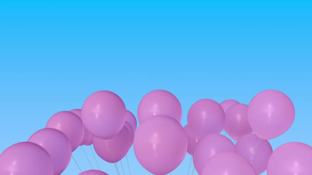 Haciendo un montón de globos de helio rosa. Reuniendo animación conceptual 3D — Vídeos de Stock