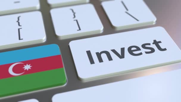 Investera text och flagga av Azerbajdzjan på knapparna på datorns tangentbord. Affärsrelaterade konceptuella 3D-animering — Stockvideo