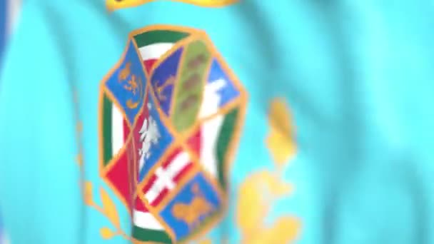 Vliegende vlag van Lazio, een regio van Italië. Close-up, loop bare 3D-animatie — Stockvideo