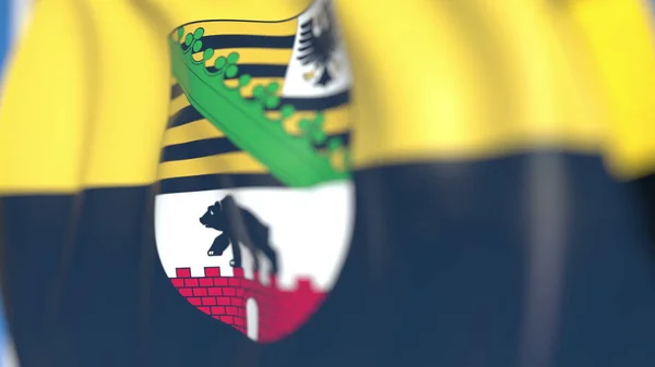 Vlag van de Duitse deelstaat Saksen-Anhalt Close-up, 3D-rendering — Stockfoto