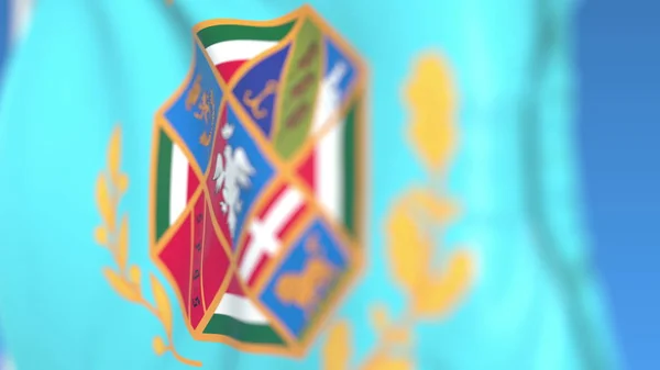 Bandeira voadora do Lácio, uma região da Itália. Close-up, renderização 3D — Fotografia de Stock