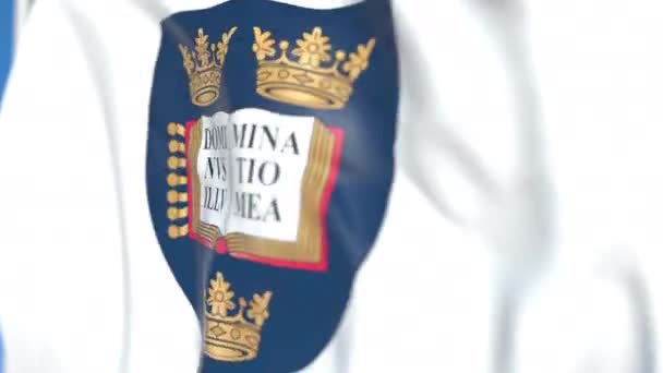 Waving Flag With University Of Oxford Emblem Close Up Editorial