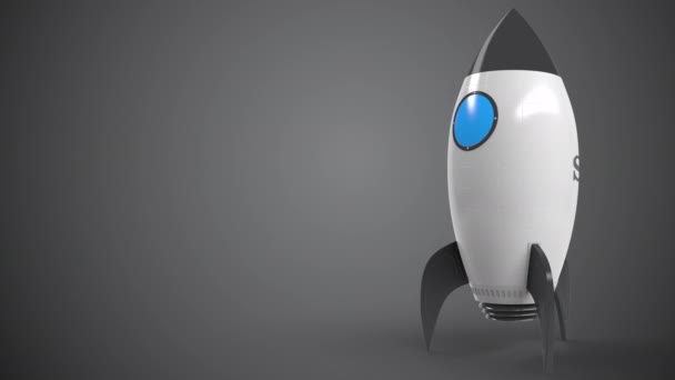 おもちゃのロケットにソニーのロゴ。エディトリアル概念成功関連アニメーション — ストック動画