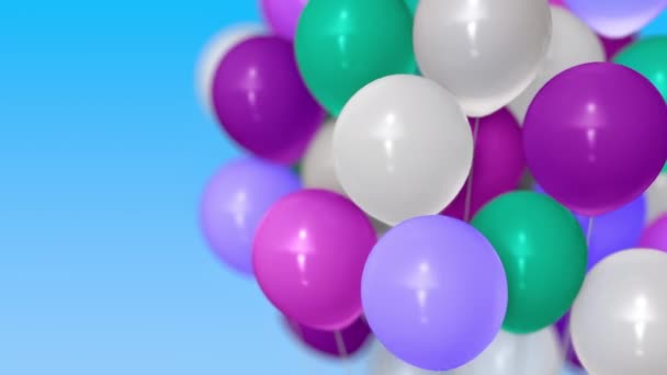 Un mucchio di palloncini colorati all'elio. Animazione 3D — Video Stock