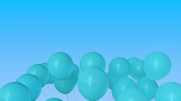 青いヘリウム風船を作ってる3D アニメーション — ストック動画