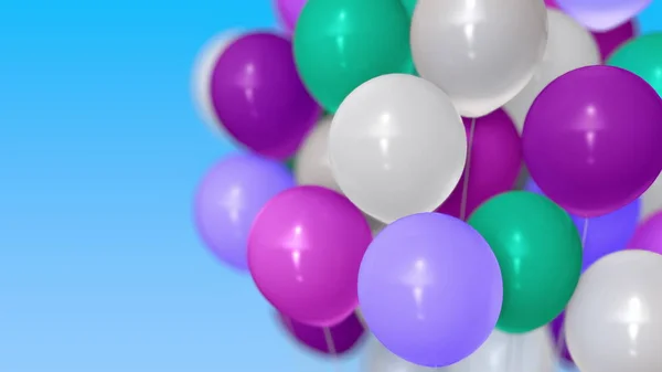 Un montón de globos de helio de colores. Renderizado 3D — Foto de Stock