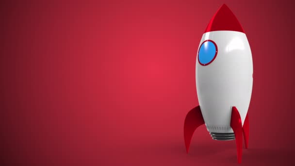 おもちゃのロケットにサンタンデールのロゴ。エディトリアル概念成功関連アニメーション — ストック動画